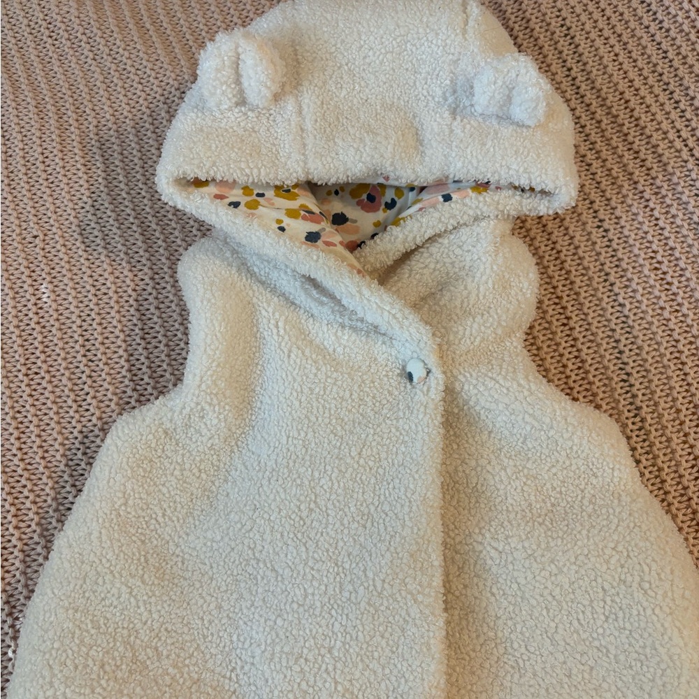 Cozy White Sherpa Hooded Vest